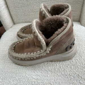 Mou Brown Ankle Boots with Cream Trim